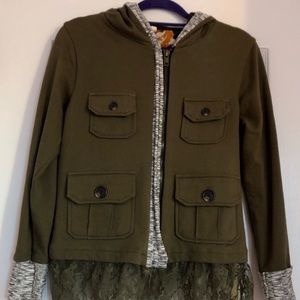Olive Green Scrapbook Zipper Jacket Medium